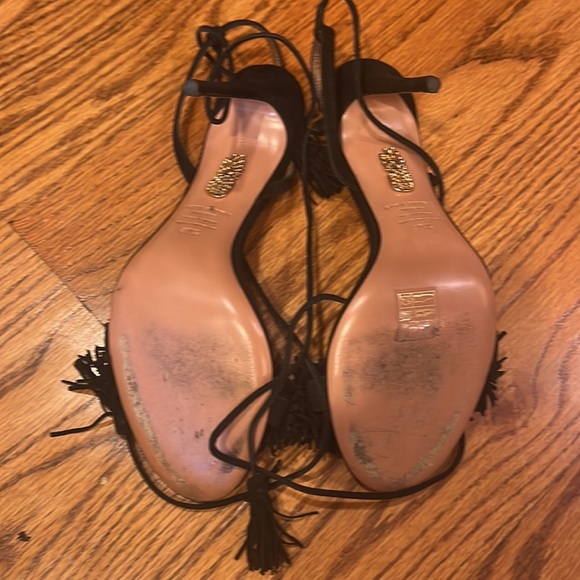 Aquazzura Woman’s Black Fringe Heels Size 40.5 - Picture 5 of 6